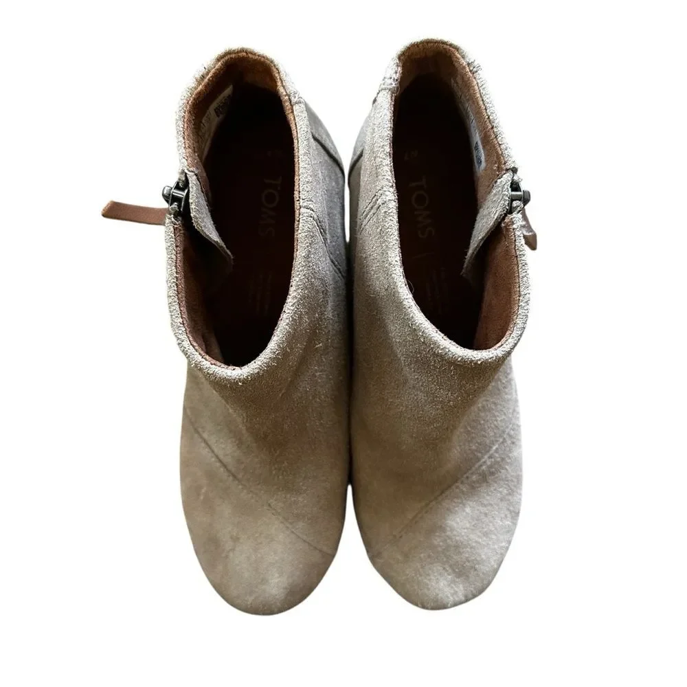 Toms Tan Ankle Booties Desert Wedge  Size 7